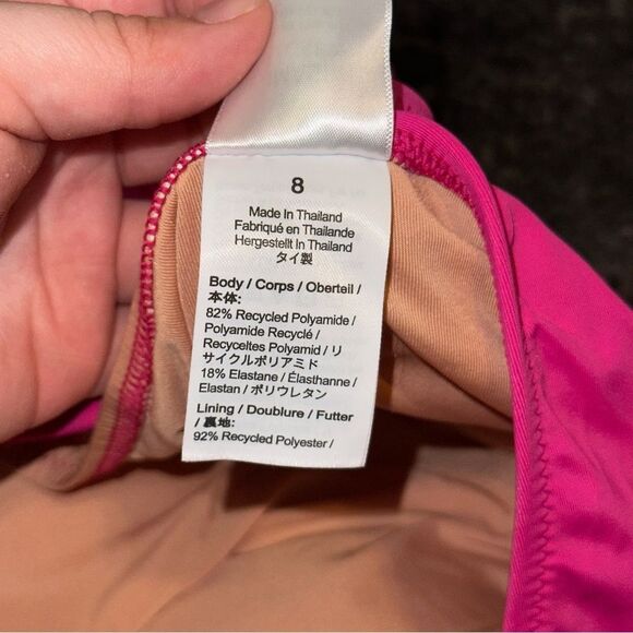 J.Crew Hot Pink Radiant Fuchsia Ruched One Shoulder One Piece Swimsuit Sz 8 Pool - Picture 8 of 9